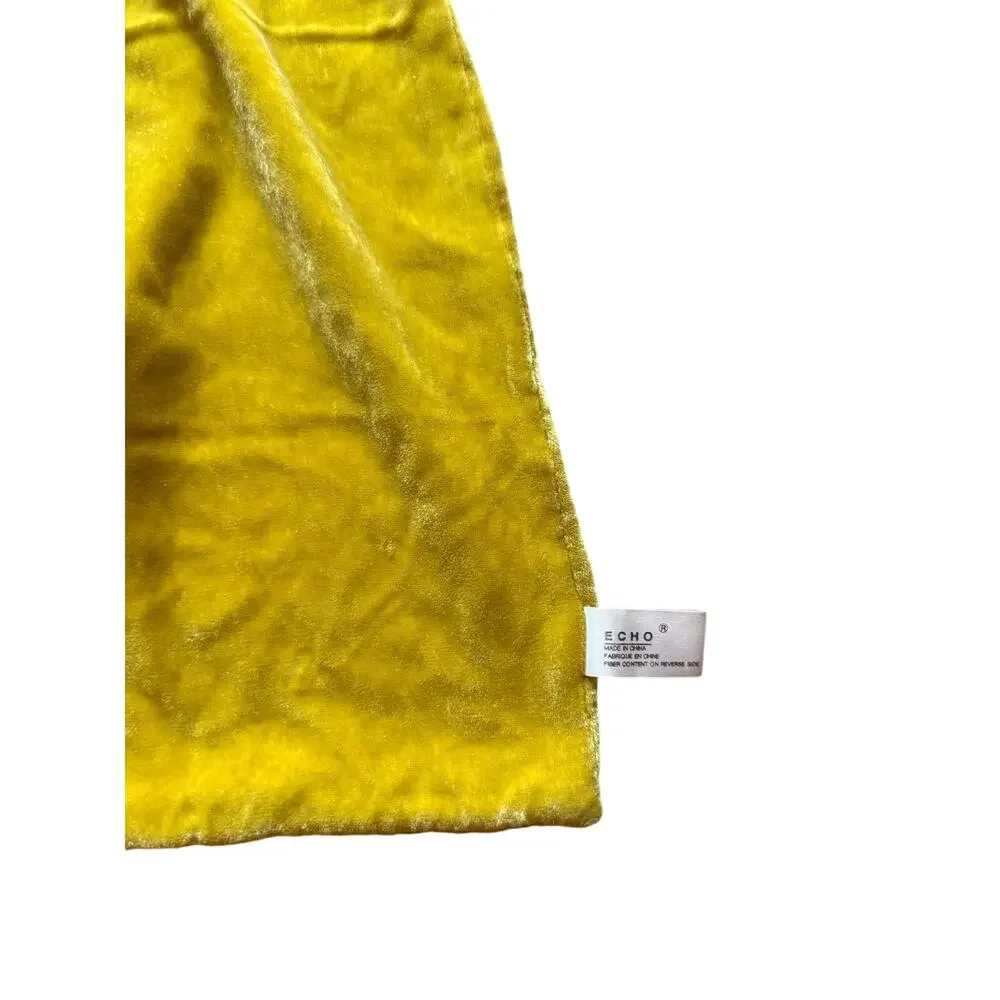 Echo Silk Blend Velvet Oblong Scarf Chartreuse Gold Luxe 82% Rayon 18% Silk